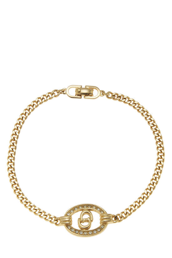 GOLD CRYSTAL ROUND 'CD' BRACELET